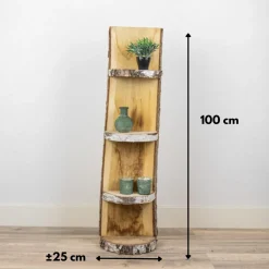 Baumstamm Standregal Dudley | Eichenholz mit Rinde | 100cm