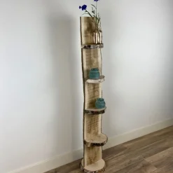 Baumstamm Standregal Dudley | Eichenholz mit Rinde | 150cm