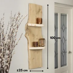 Baumstamm Wandregal Eton | Eichenholz geschliffen | 100cm