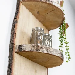 Baumstamm Wandregal Yale | Eichenholz mit Rinde | 150cm