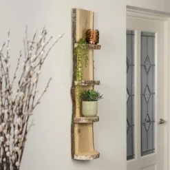 Baumstamm Wandregal Yale | Eichenholz mit Rinde | 100cm