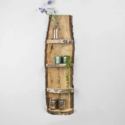 Baumstamm Wandregal Yale | Eichenholz mit Rinde | 100cm