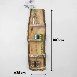 Baumstamm Wandregal Yale | Eichenholz mit Rinde | 100cm