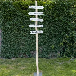 Baumstamm Wegweiser mit 2 Trespa Pfeile – Personalisiertes Symbol/Tekst – 165cm
