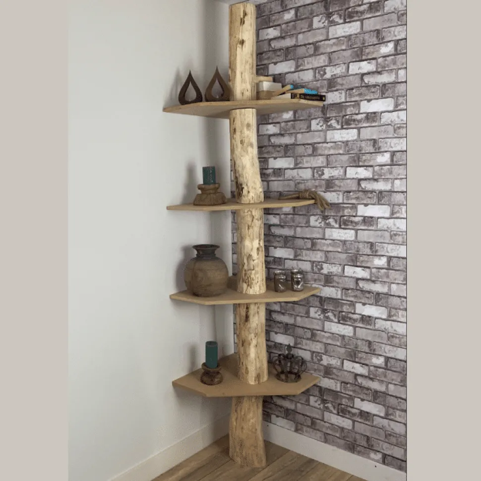 Baumstamm-Eckregal Tarik | 250 cm