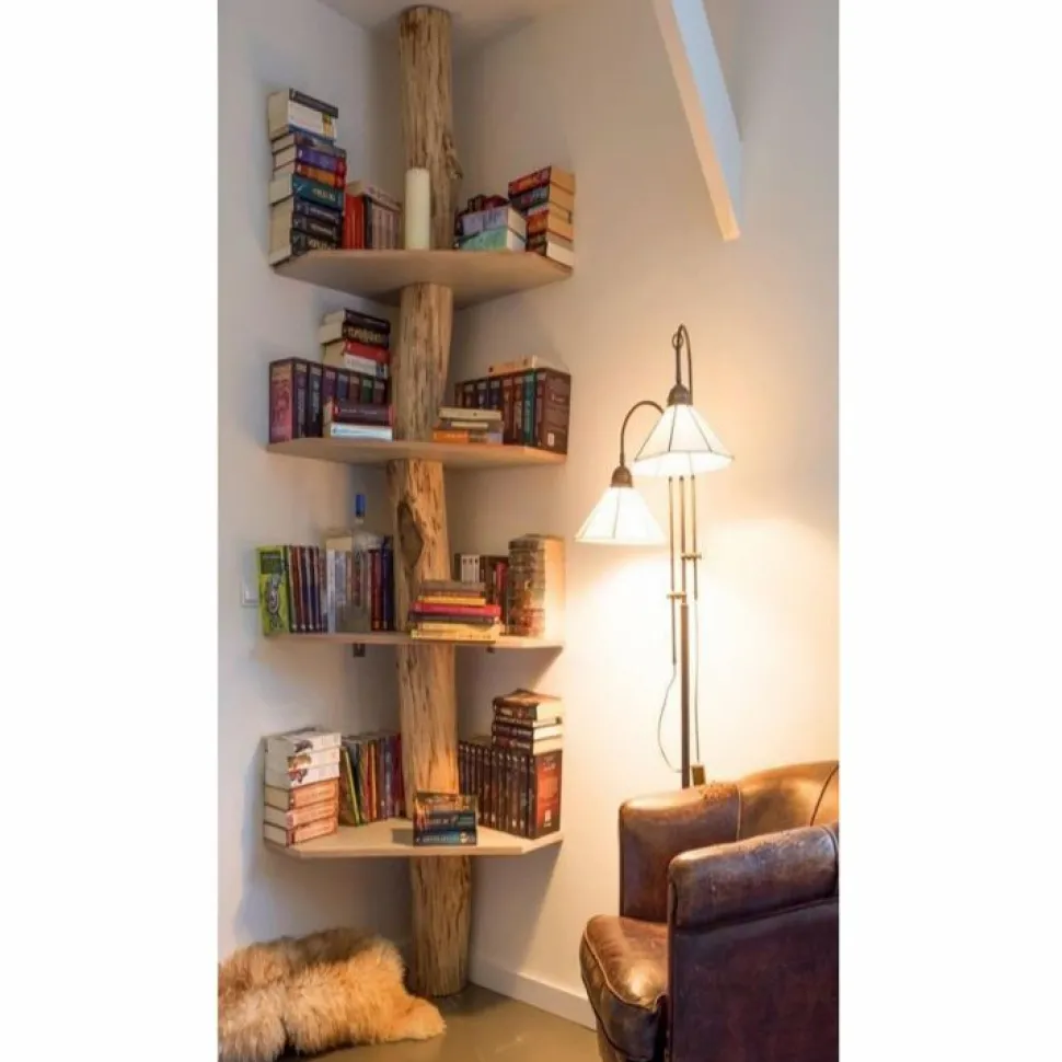 Baumstamm-Eckregal Tarik | 250 cm