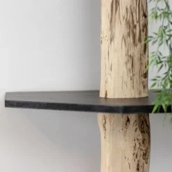 Baumstamm-Eckregal Tarik | Schwarze Böden | 250 cm