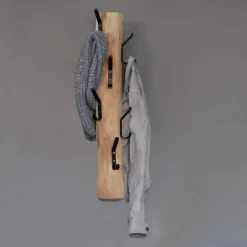 Baumstamm-Garderobenleiste Alvera | Vertikal | Metallhaken | 70 cm