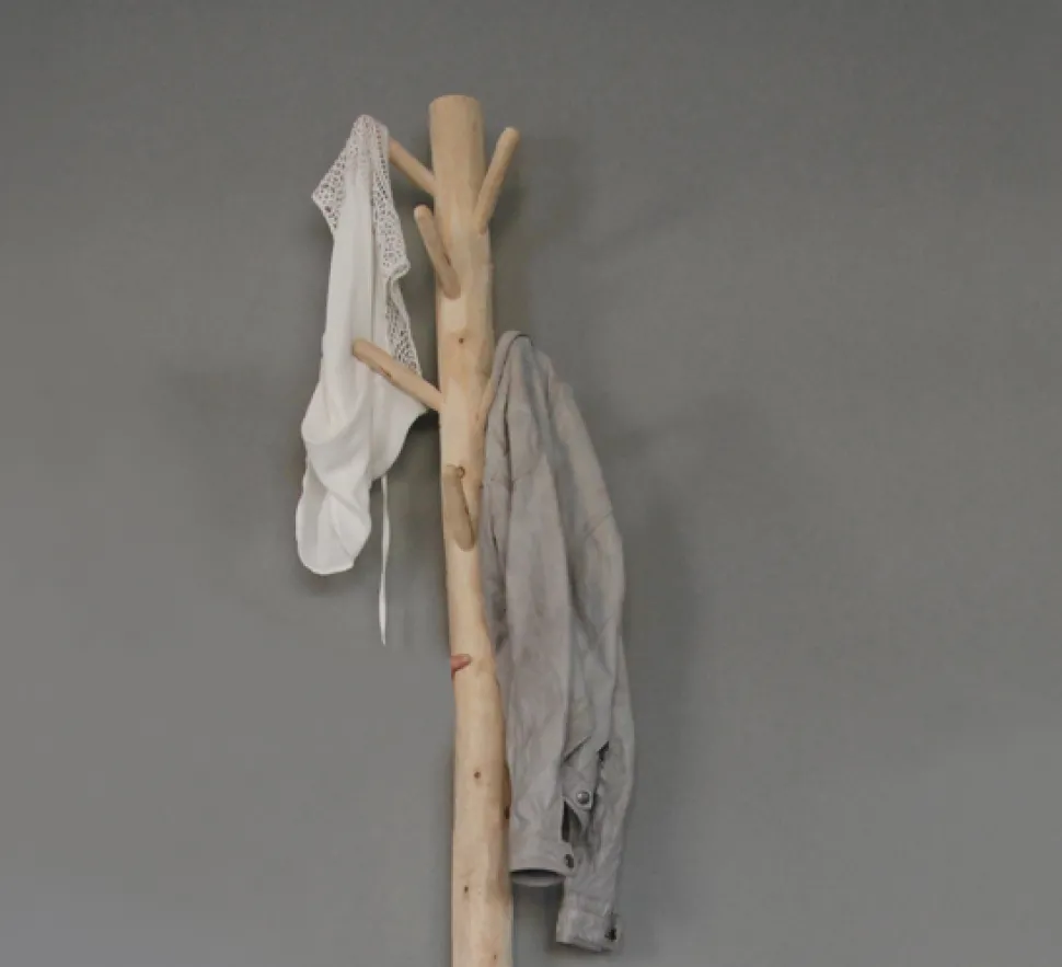 Baumstamm-Garderobenständer Pilar | Holzhaken | Wandmontage | 165 cm