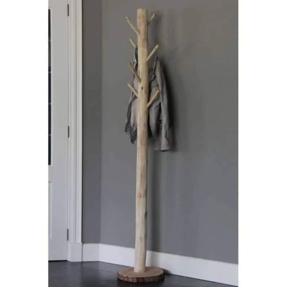 Baumstamm-Garderobenständer Hugo | Holzhaken | mit Fuß | 165 cm