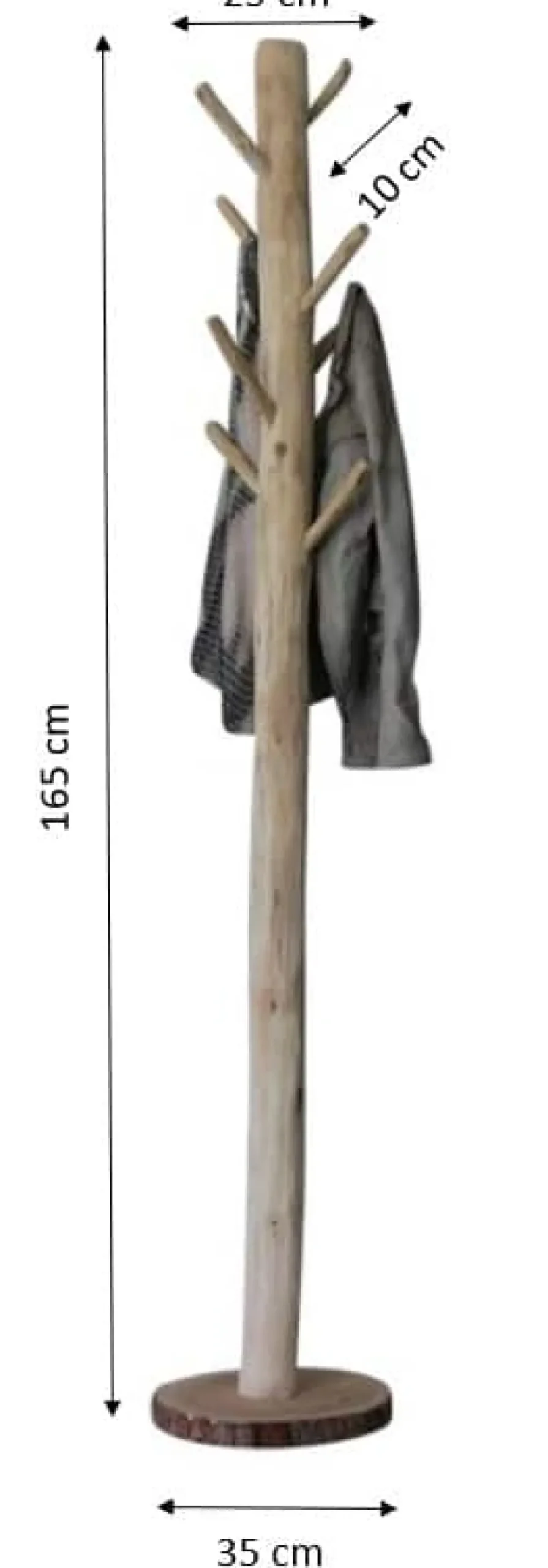 Baumstamm-Garderobenständer Hugo | Holzhaken | mit Fuß | 165 cm