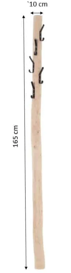 Baumstamm-Garderobenständer Andres | Metallhaken | Wandmontage | 165 cm