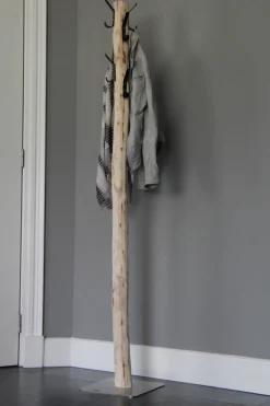 Baumstamm-Garderobenständer Ruben | Metallhaken | mit Fuß | 165 cm