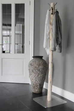 Baumstamm-Garderobenständer Ruben | Metallhaken | mit Fuß | 165 cm