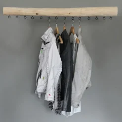 Baumstamm-Hängegarderobe Carlos | Schwarze Ösen | 100 cm