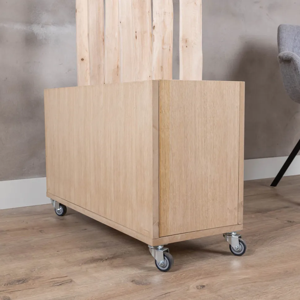 Baumstamm-Raumteiler Elin | Mit Holzkasten und Rollen | H180cm