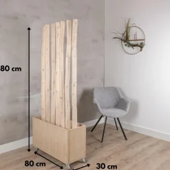 Baumstamm-Raumteiler Elin | Mit Holzkasten und Rollen | H180cm