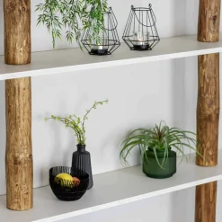 Baumstamm-Wandregal Cedric | Oak | Weiße Böden | 250 cm