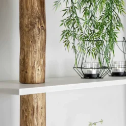 Baumstamm-Wandregal Cedric | Oak | Weiße Böden | 250 cm