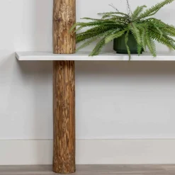 Baumstamm-Wandregal Cedric | Oak | Weiße Böden | 250 cm