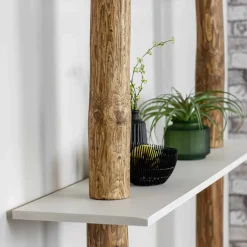 Baumstamm-Wandregal Cedric | Oak | Weiße Böden | 250 cm