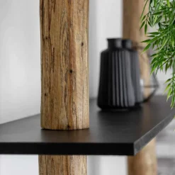 Baumstamm-Wandregal Cedric | Oak | Schwarze Böden | 250 cm