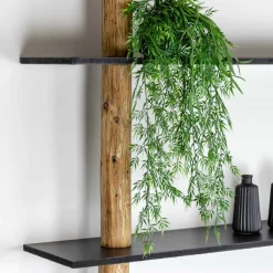 Baumstamm-Wandregal Cedric | Oak | Schwarze Böden | 250 cm