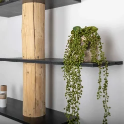 Baumstamm-Wandregal Einar | Schwarze Böden | 250 cm