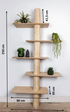 Baumstamm-Wandregal Einar | 250 cm