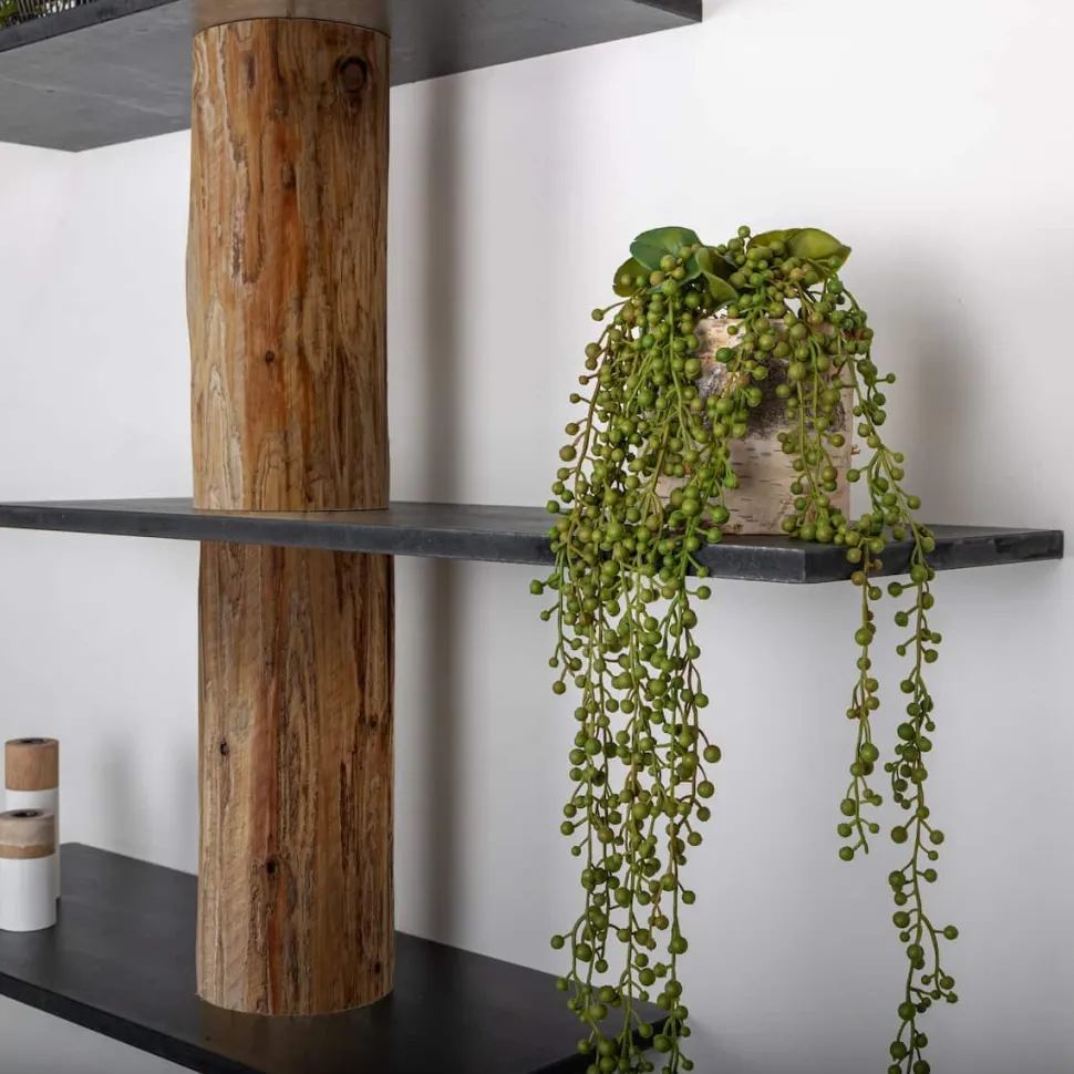 Baumstamm-Wandregal Einar | Oak | Schwarze Böden | 250 cm