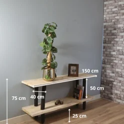 Baumstamm-Wandregal Kiran | Natural/Schwarz | 75 cm