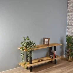 Baumstamm-Wandregal Kiran | Natural/Schwarz | 75 cm