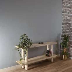 Baumstamm-Wandregal Kiran | Natural/Schwarz | 75 cm