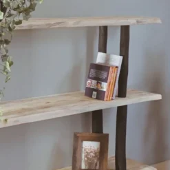 Baumstamm-Wandregal Kiran | Natural/Schwarz | 75 cm