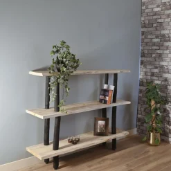 Baumstamm-Wandregal Kiran | Natural/Schwarz | 125 cm