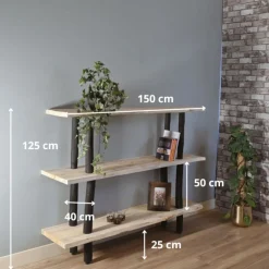 Baumstamm-Wandregal Kiran | Natural/Schwarz | 125 cm