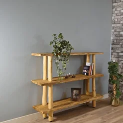 Baumstamm-Wandregal Kiran | Natural/Schwarz | 125 cm