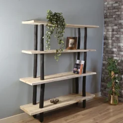 Baumstamm-Wandregal Kiran | Natural/Schwarz | 175 cm