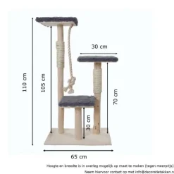 Birken-Kratzbaum mit Spielseil | Ziggy | 110x65cm