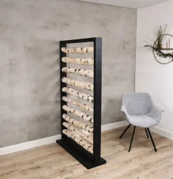 Birken-Raumteiler Rune | Mit schwarzem Rahmen | H165cm