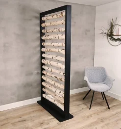 Birken-Raumteiler Rune | Mit schwarzem Rahmen | H200cm