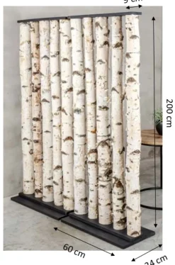 Birken-Raumteiler Thor | Mit schwarzem Fuß | H200 cm