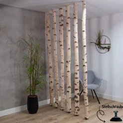 Birkenstamm mit Stellfuß | Länge ab 200 cm