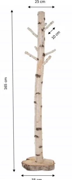Birkenstamm-Garderobenständer Javi | Holzhaken | mit Fuß | 165 cm