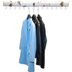Birkenstamm-Hängegarderobe Elvio | Silberne Ösen | 100 cm