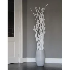 Deko-Set mit Vase | Korkenzieheräste | Weiß | 160 cm