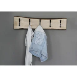 Eichenholz-Garderobenleiste Zeno | Metallhaken | 100 cm