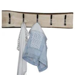 Eichenholz-Garderobenleiste Zeno | Metallhaken | 100 cm