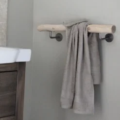 Handtuchhalter | Geschliffene Birke | Edelstahlhalterungen | 60cm