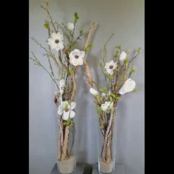 Magnolienzweig mit grünen Blättern | Weiß | 85cm